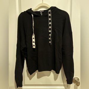 Black Hooded Aqua Cashmere Sweater